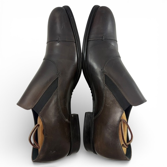 Cesare Paciotti Slip On Loafer Dress Shoes Men size US 10 Cap Toe Brown Leather - Picture 7 of 11